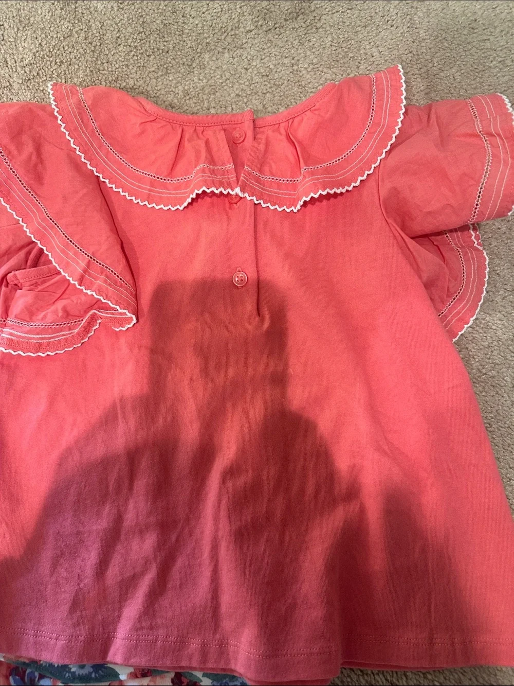Janie and Jack Coral Ruffle Collar Top and leggings set